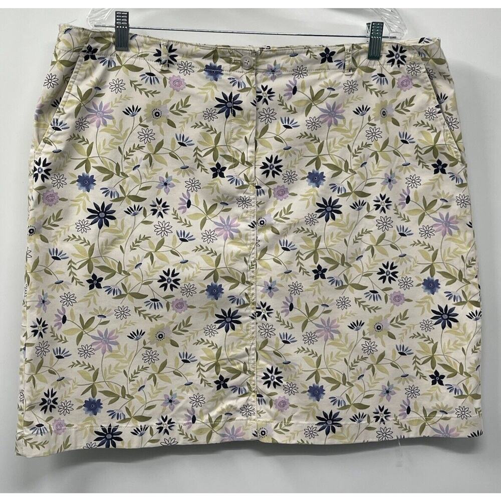 J Jill Live In Chino Women’s Mini Skirt Beige with Floral Design Size 18